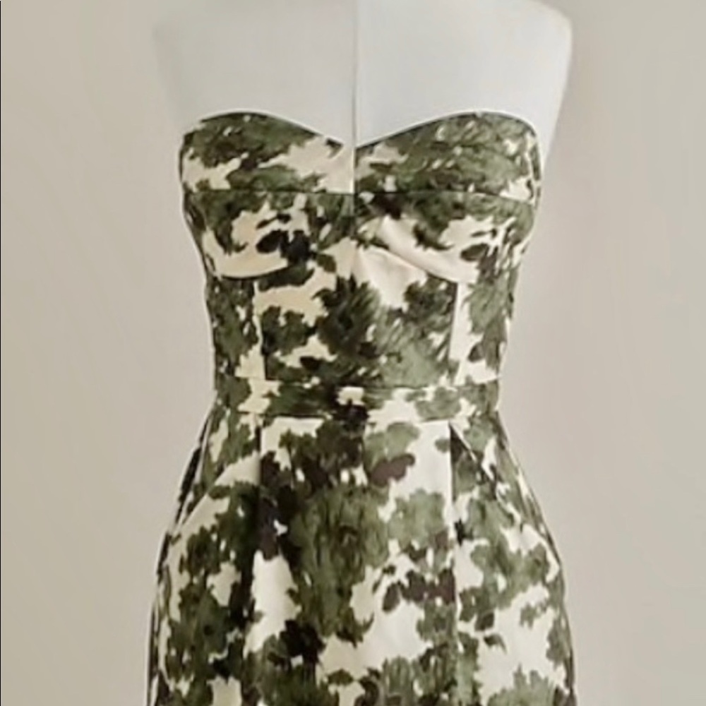 NEW Silk J Crew ikat camo strapless dress